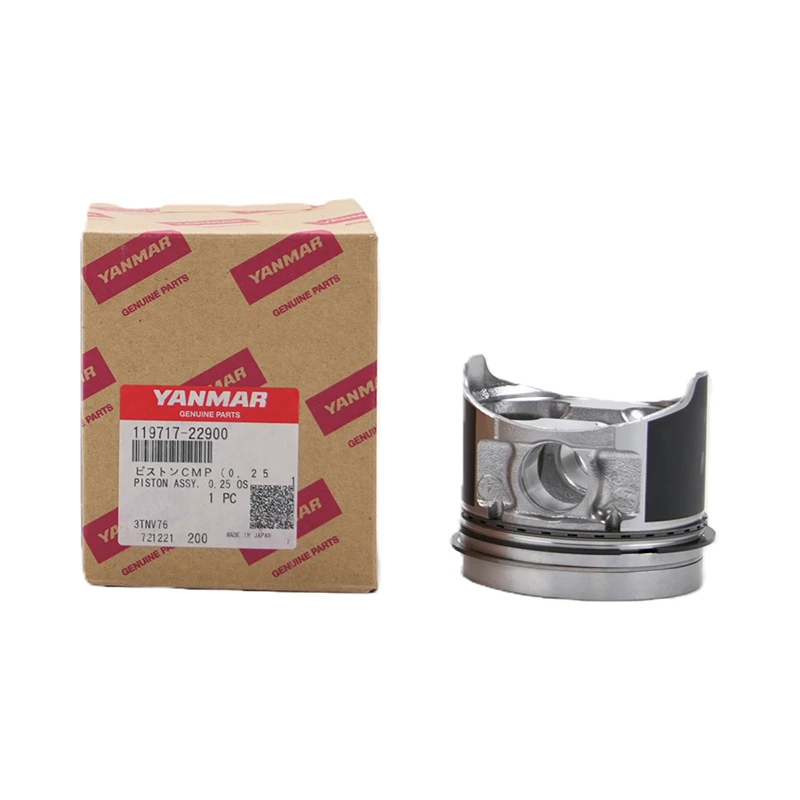 Piston et segments Yanmar surdimensionnés de 0,25 pouce pour moteur 3TNV76 (réf. 119717-22900)