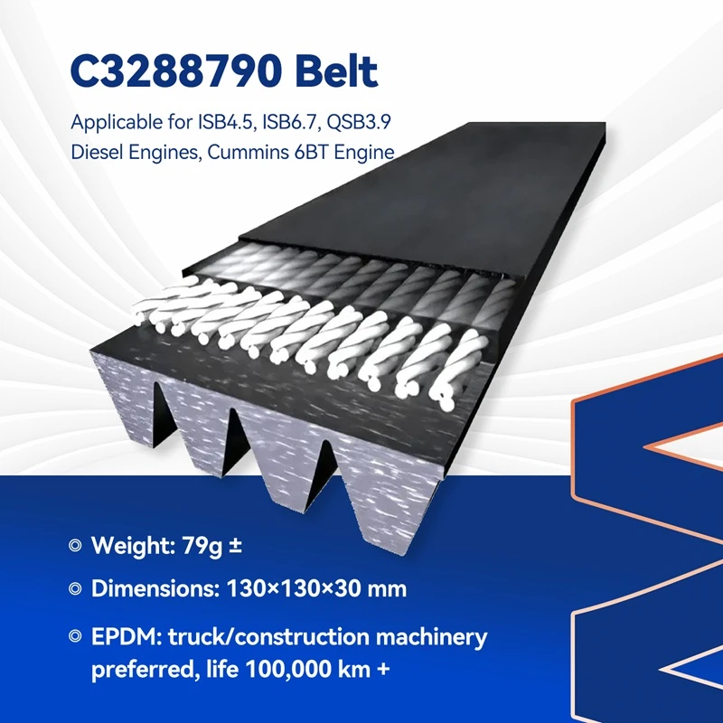 Courroie trapézoïdale Cummins 3288790 compatible avec Cummins 4B3.9-G1