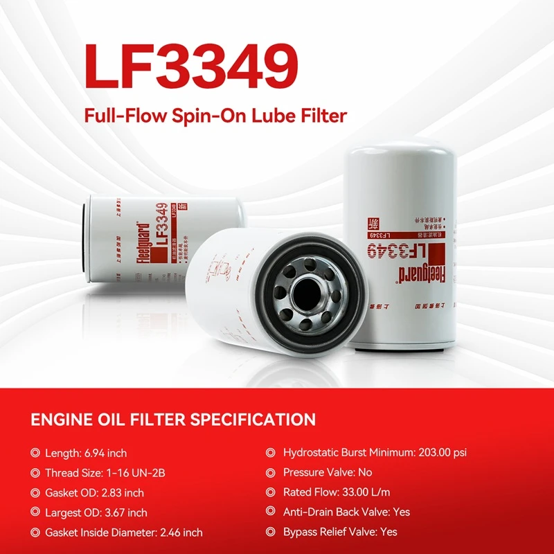 Filtre à huile Fleetguard LF3349 pour moteurs Cummins série 6BT