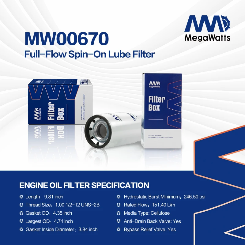 Filtre à huile Fleetguard LF670 MW00670 à débit maximal, à visser, remplace Baldwin B95, Donaldson P550671, Luber Finer LFP670 et Wix 51970