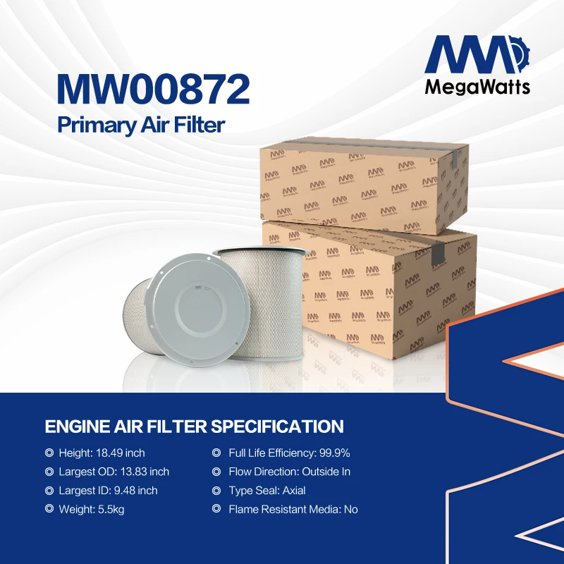 Filtres à air Fleetguard AF872 pour moteurs Cummins séries KTA19 et KTA38